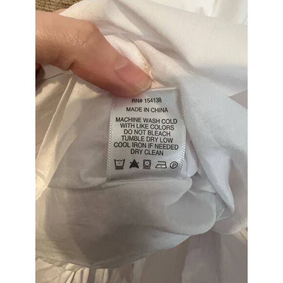 $345 STAUD Demi Dress Womens Large White Poplin Rainbow Tiered Maxi Lined Cotton - Picture 6 of 8